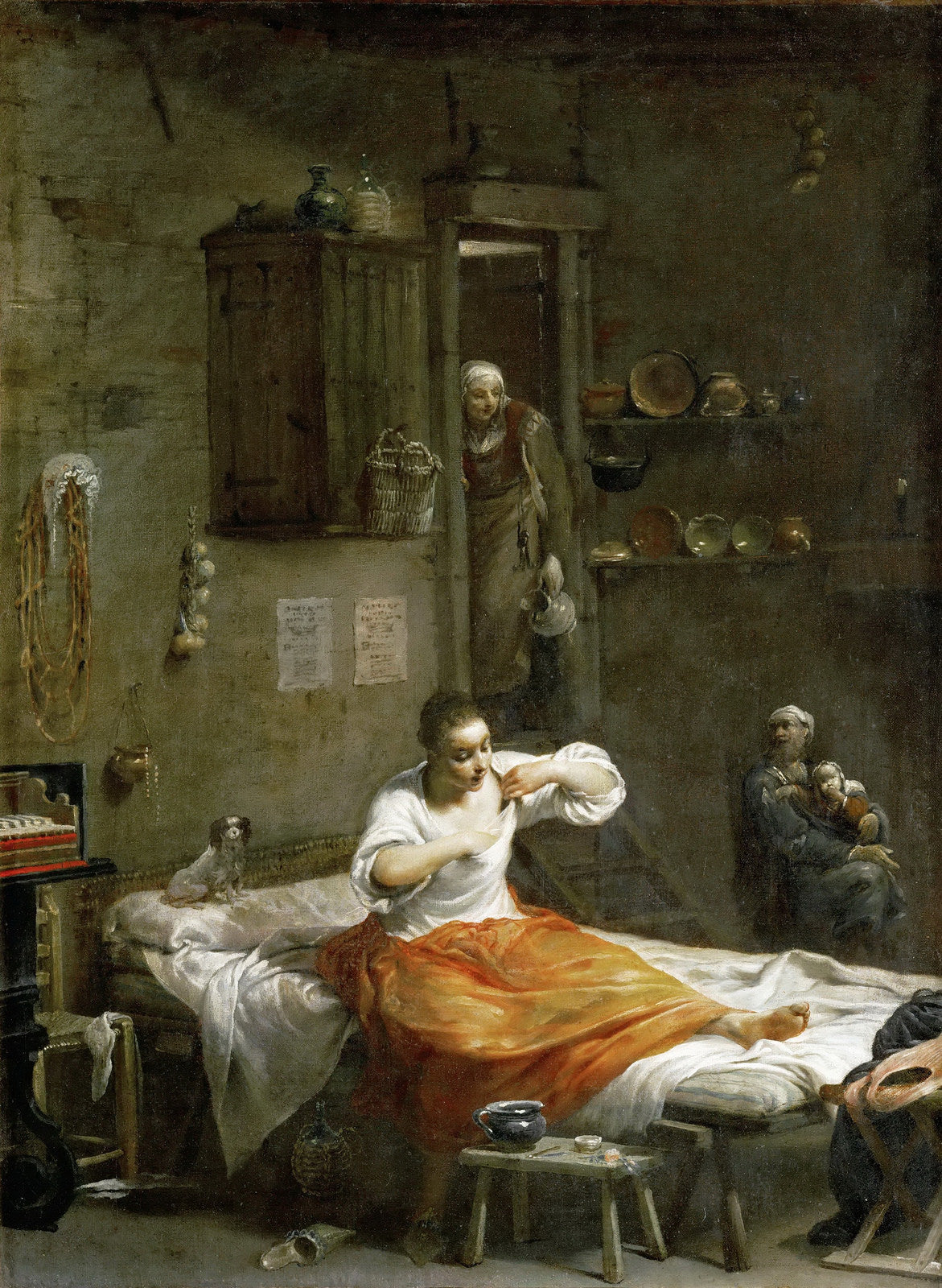 Searching for Fleas, vintage artwork by Giuseppe Maria Crespi, 12x8" (A4) Poster