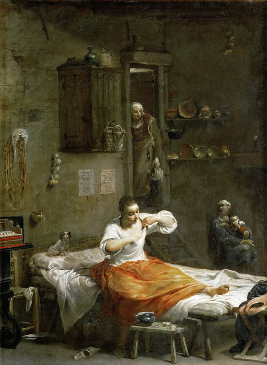 Searching for Fleas, vintage artwork by Giuseppe Maria Crespi, 12x8" (A4) Poster