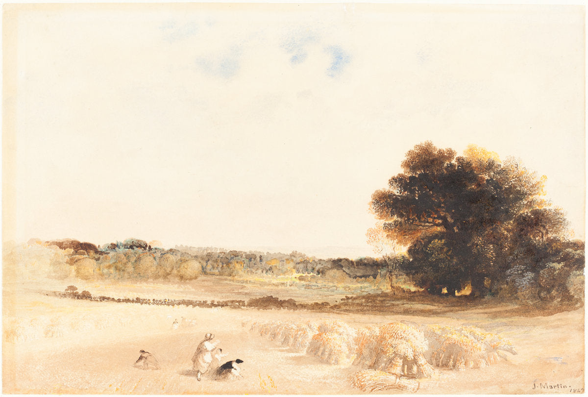 Gleaners in the Wheatfield, vintage artwork by John Martin, 12x8" (A4) Poster