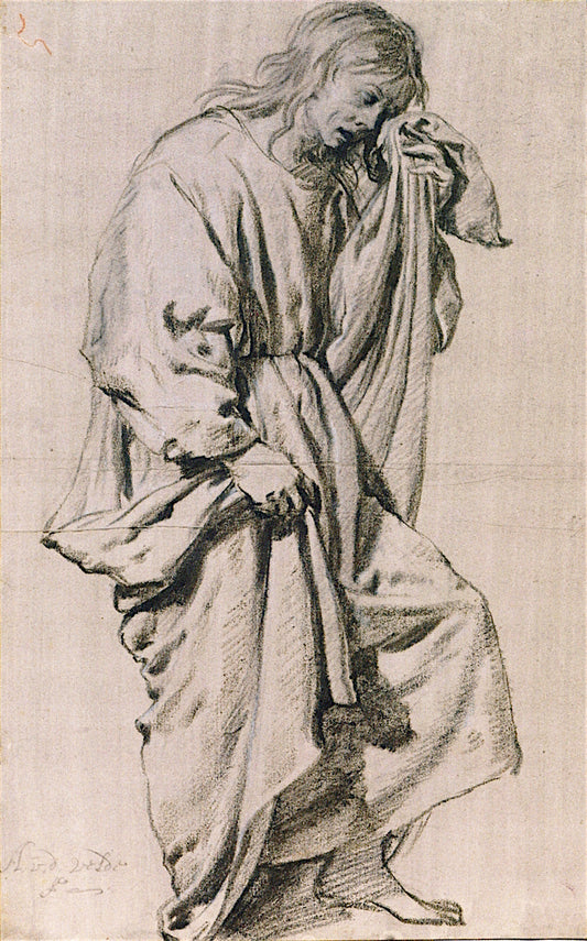 St John the Evangelist Mourning, vintage artwork by Adriaen van de Velde, 12x8" (A4) Poster
