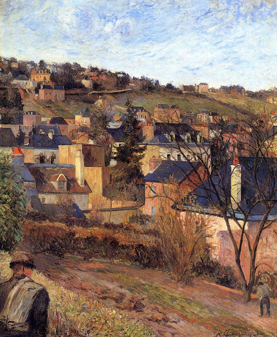 Blue Roofs, Rouen, vintage artwork by Paul Gauguin, 12x8" (A4) Poster