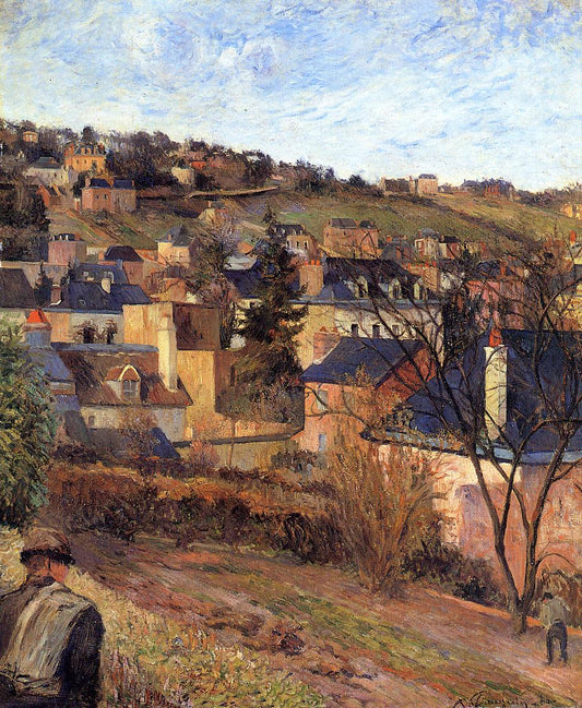 Blue Roofs, Rouen, vintage artwork by Paul Gauguin, 12x8" (A4) Poster