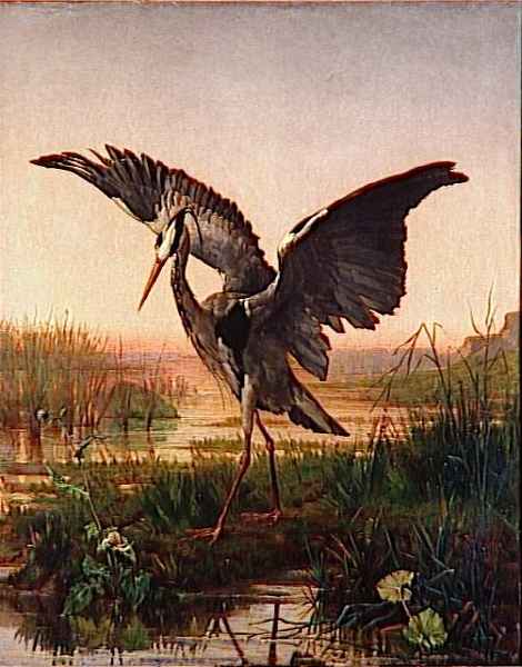 The Heron, vintage artwork by Emile Villa, 12x8" (A4) Poster