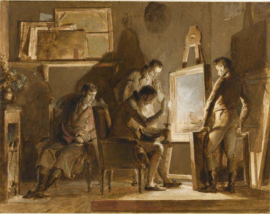The Visit to the Studio, vintage artwork by Alexandre-Evariste Fragonard, 12x8" (A4) Poster