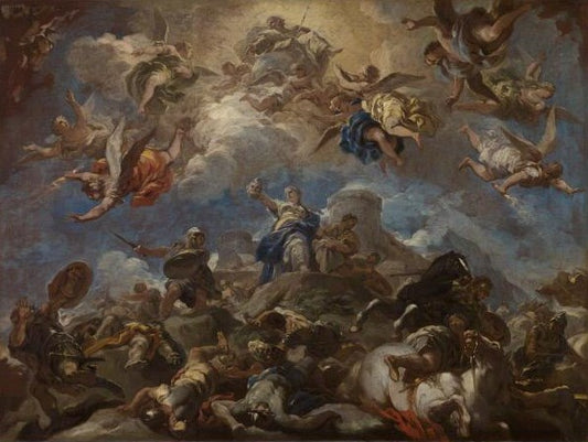 Judith Displaying the Head of Holofernes, vintage artwork by Luca Giordano, 12x8" (A4) Poster