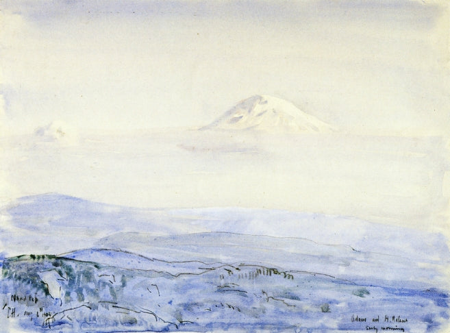 Adams and St. Helen's, Early Morning, vintage artwork by Childe Hassam, 12x8" (A4) Poster