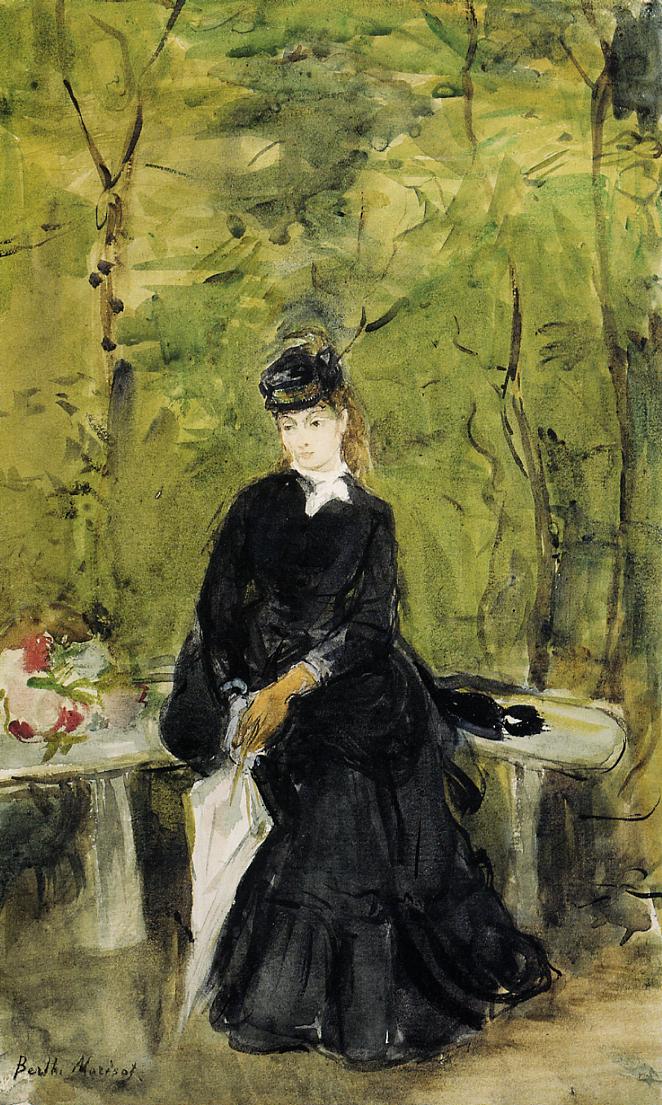 The Artist's Sister Edma Seated in a Park, vintage artwork by Berthe Morisot, 12x8" (A4) Poster