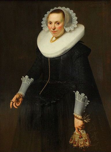 Portrait of a Woman at the Age of Thirty-Four, vintage artwork by Attributed to Nicolaes Eliasz. Pickenoy, 12x8" (A4) Poster