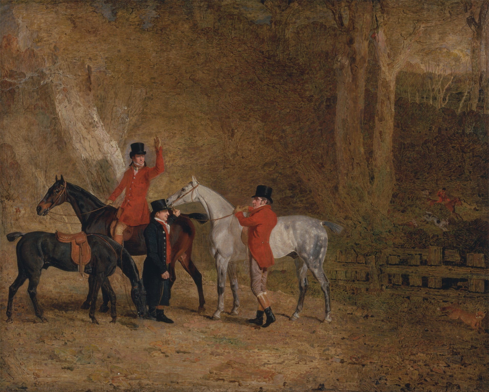 Foxhunting Scene, vintage artwork by Benjamin Marshall, 12x8" (A4) Poster