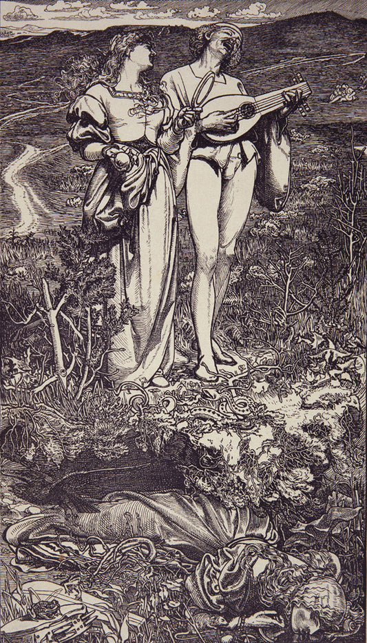 Amor Mundi, vintage artwork by Anthony Frederick Sandys, 12x8" (A4) Poster