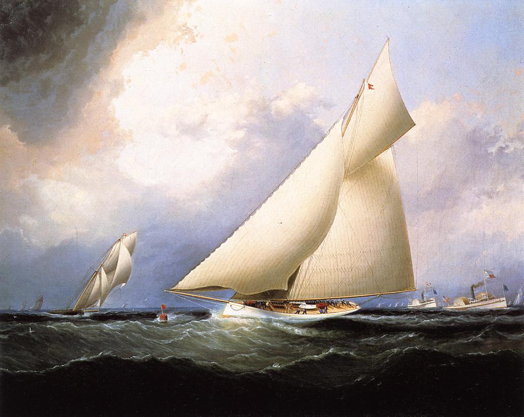Puritan' Leading 'Genesta', America's Cup, 1885, vintage artwork by James E. Buttersworth, A3 (16x12") Poster Print