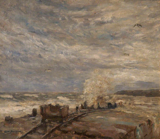 The High Tide, Runswick Bay, North Yorkshire, vintage artwork by Frederick William Jackson, 12x8" (A4) Poster