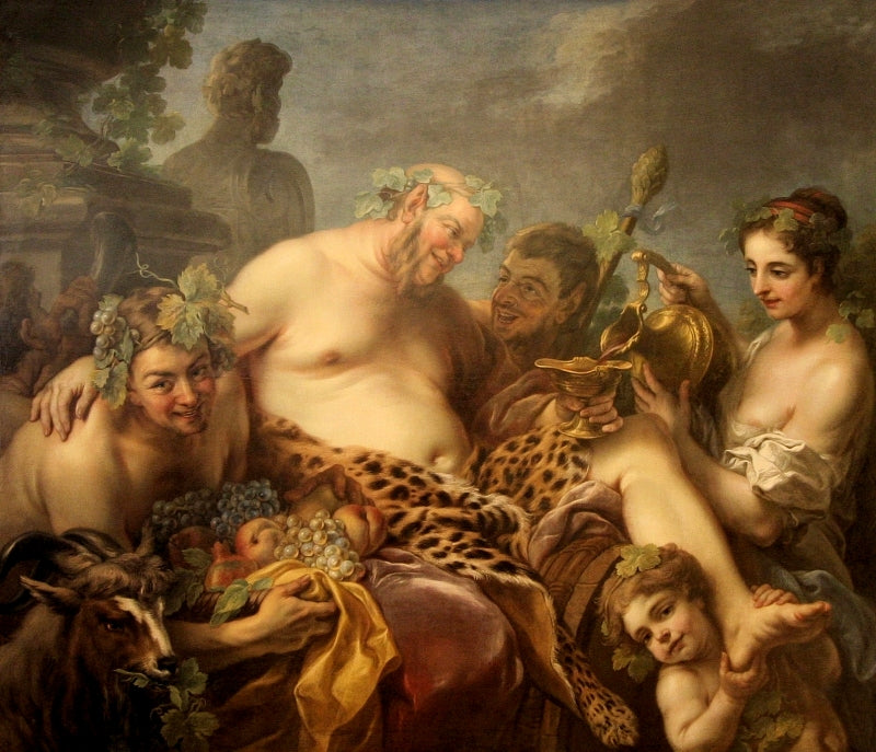 The Drunken Silenus, vintage artwork by Carle van Loo, 12x8" (A4) Poster
