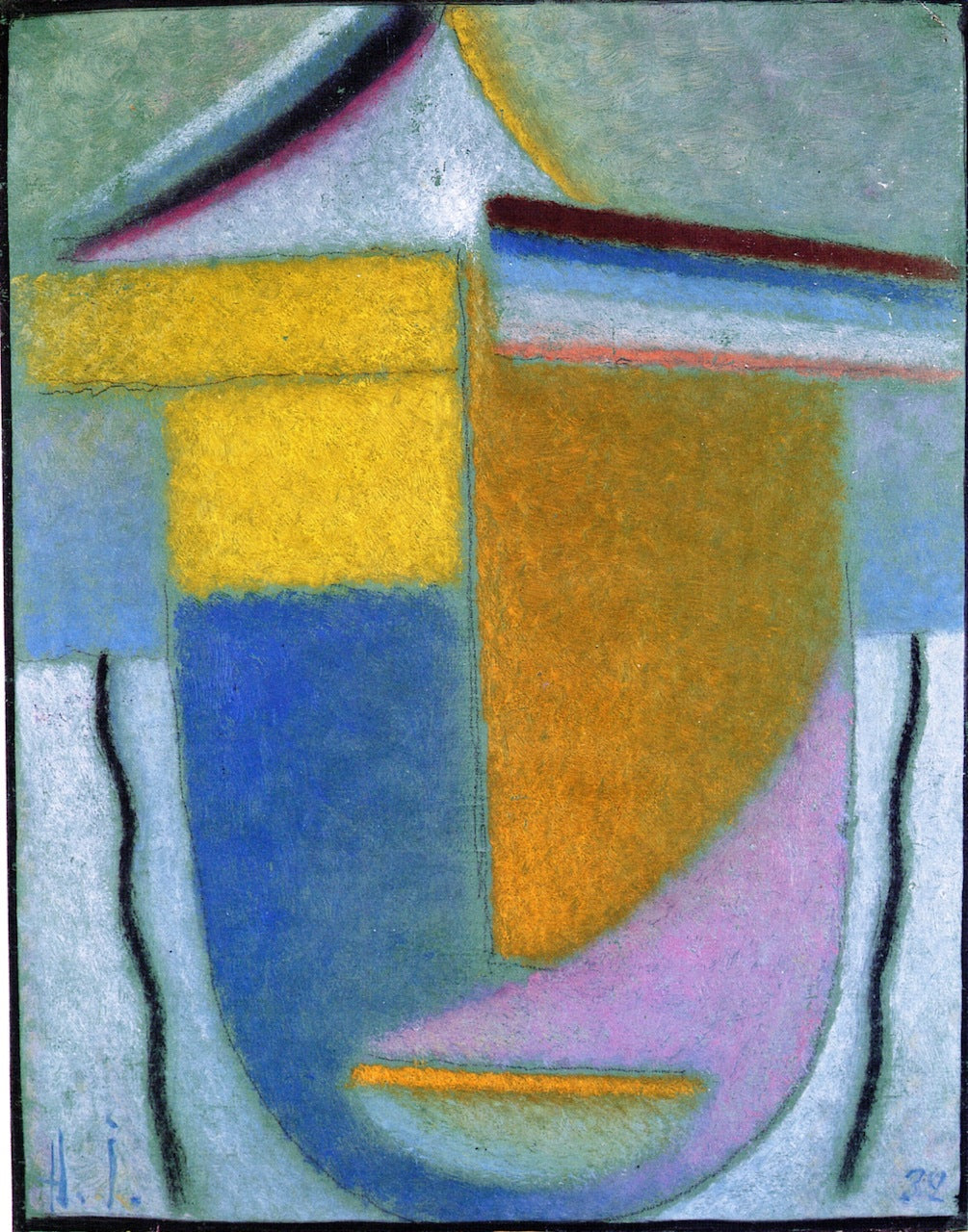 Abstract Head: Winter - Yellow and Orange, vintage artwork by Alexei von Jawlensky, 12x8" (A4) Poster