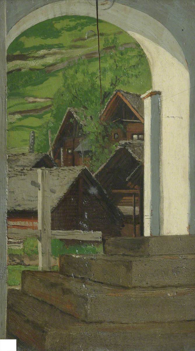 Landscape, Rossura Porch, Val Leventina, vintage artwork by Samuel Butler, 12x8" (A4) Poster