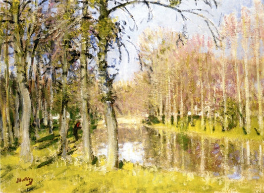 A Fisherman, Morning in Spring, vintage artwork by Pierre-Eugène Montezin, 12x8" (A4) Poster