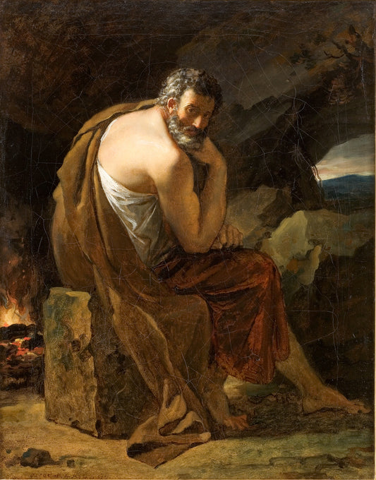 Old Man in a Grotto, vintage artwork by Anne-Louis Girodet de Roussy-Trioson, 12x8" (A4) Poster