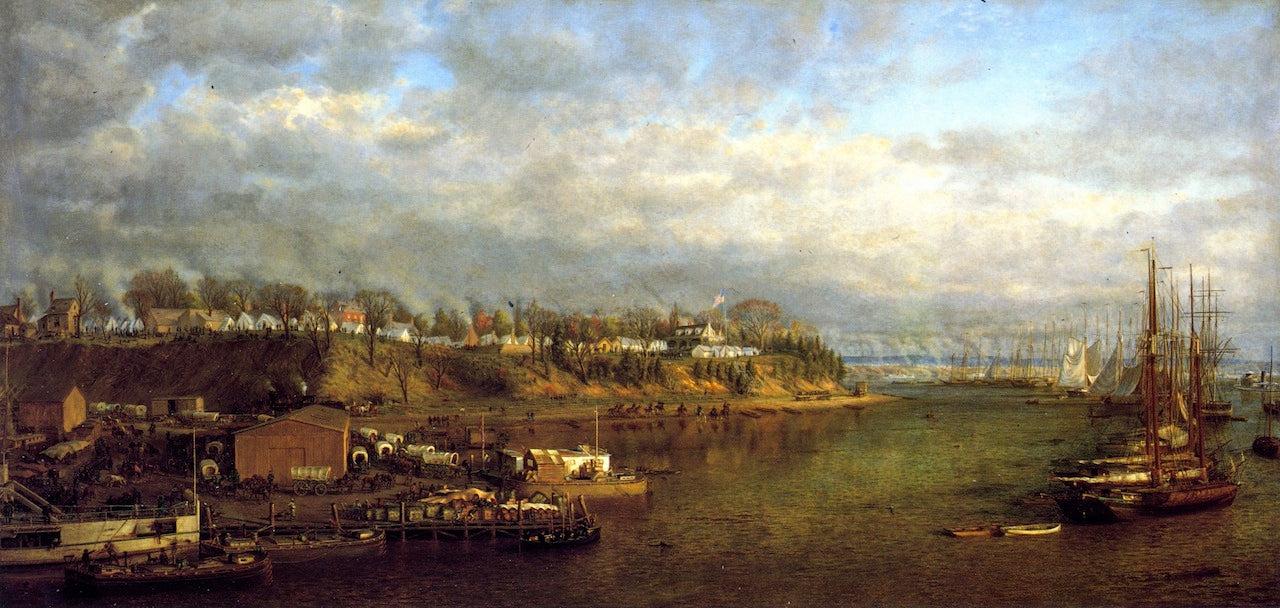 City Point, Virginia, Headquarters of General Grant, vintage artwork by Edward Lamson Henry, 12x8" (A4) Poster