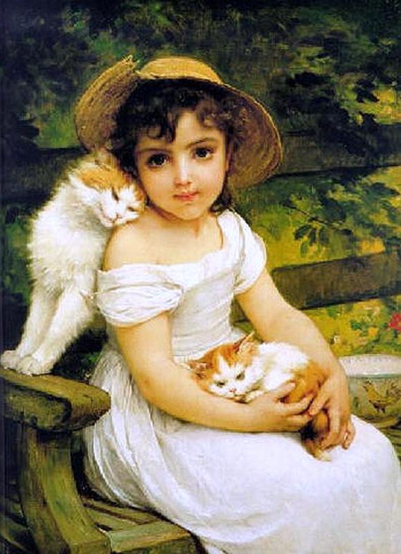 Best Friends, vintage artwork by Émile Munier, 12x8" (A4) Poster