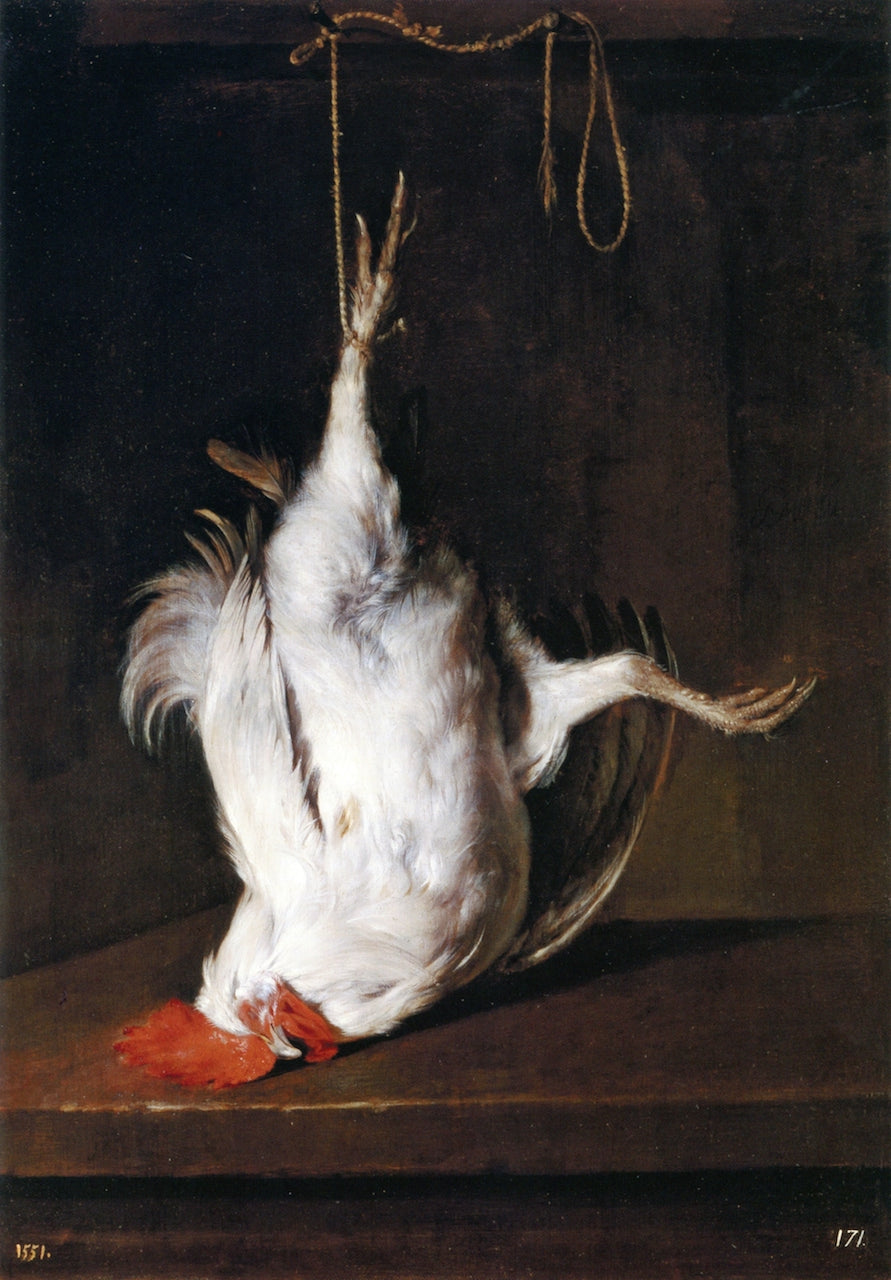 Still Life with Dead Cockerel, vintage artwork by Gabriël Metsu, 12x8" (A4) Poster