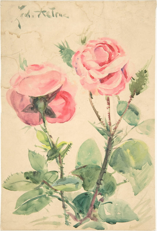 Two Roses, vintage artwork by Zacharie Astruc, 12x8" (A4) Poster