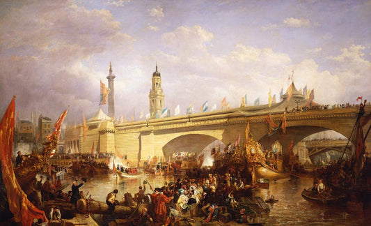 The Opening of New London Bridge, 1 August 1831, vintage artwork by Clarkson Frederick Stanfield, A3 (16x12") Poster Print