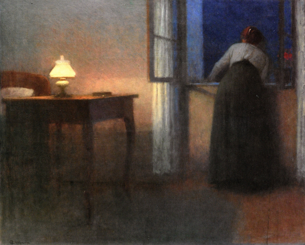 Evening Interior, vintage artwork by Jakub Schikaneder, 12x8" (A4) Poster