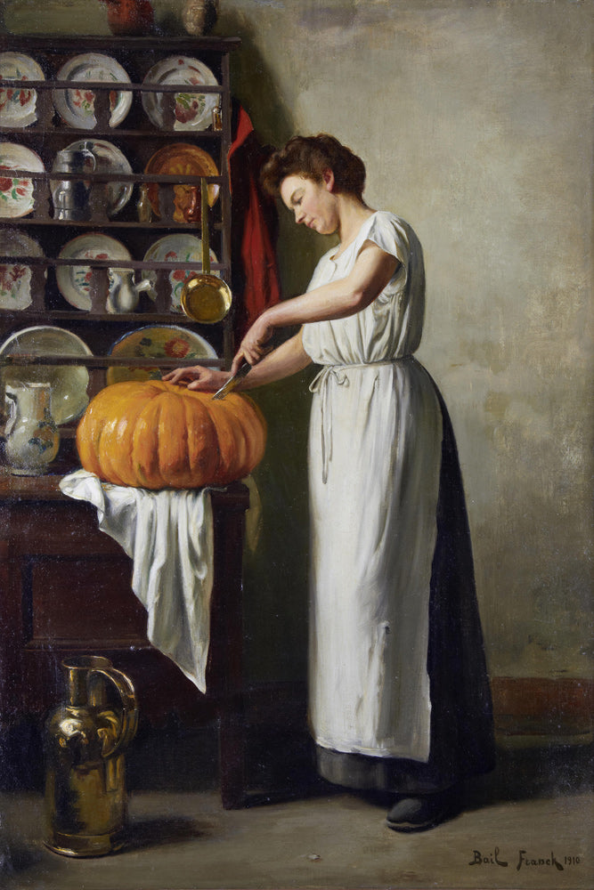 Carving the Pumpkin by Franck Antoine Bail,A3(16x12")Poster