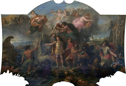 Hall of Mirrors 11 - The King Arming on Land and at Sea, 1672, vintage artwork by Charles Le Brun, 12x8" (A4) Poster