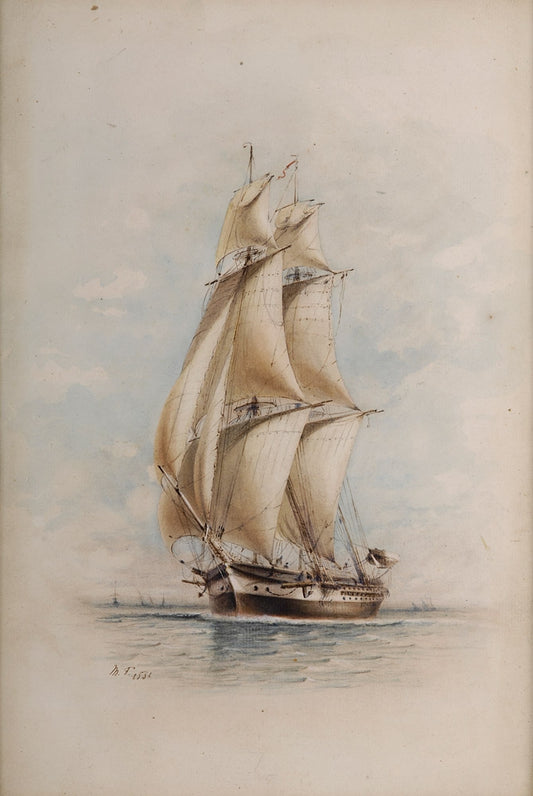 Under the Full Sail, vintage artwork by Antoine Leon Morel-Fatio, A3 (16x12") Poster Print