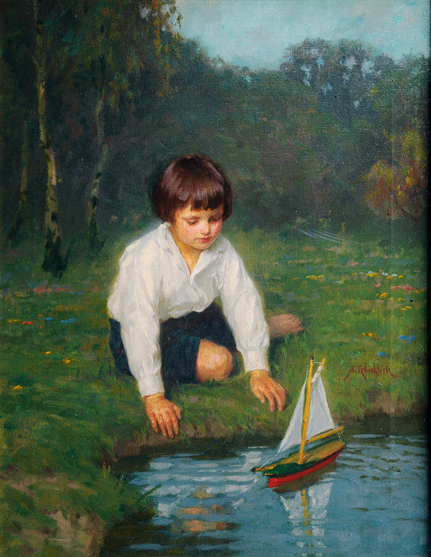 Boy with a Sailboat by Simon Glucklich,A3(16x12")Poster