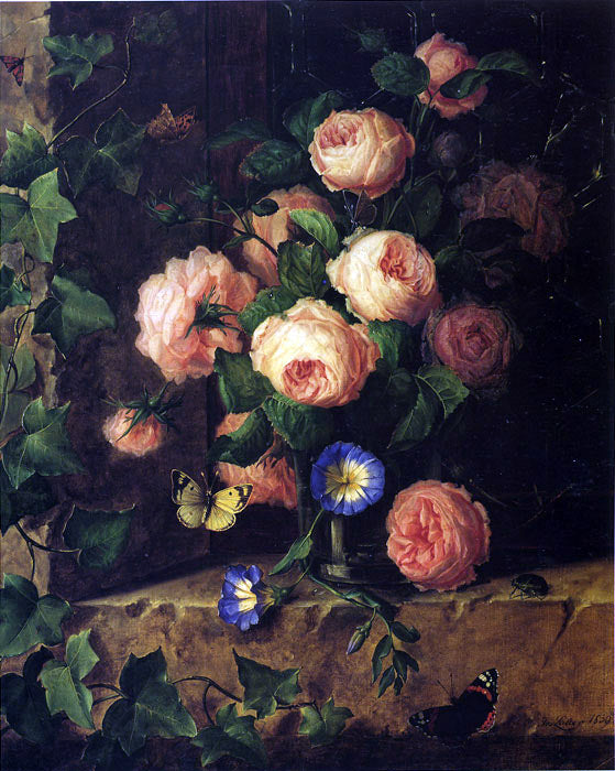 Flower Still-life, vintage artwork by Josef Lauer, A3 (16x12") Poster Print