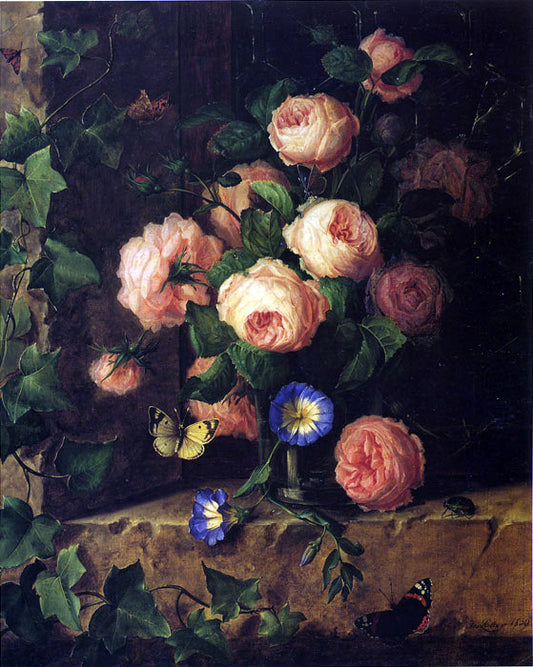 Flower Still-life, vintage artwork by Josef Lauer, A3 (16x12") Poster Print