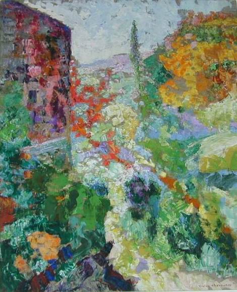 Le Jardin de la Tour Fondue, vintage artwork by Victor Charreton, 12x8" (A4) Poster