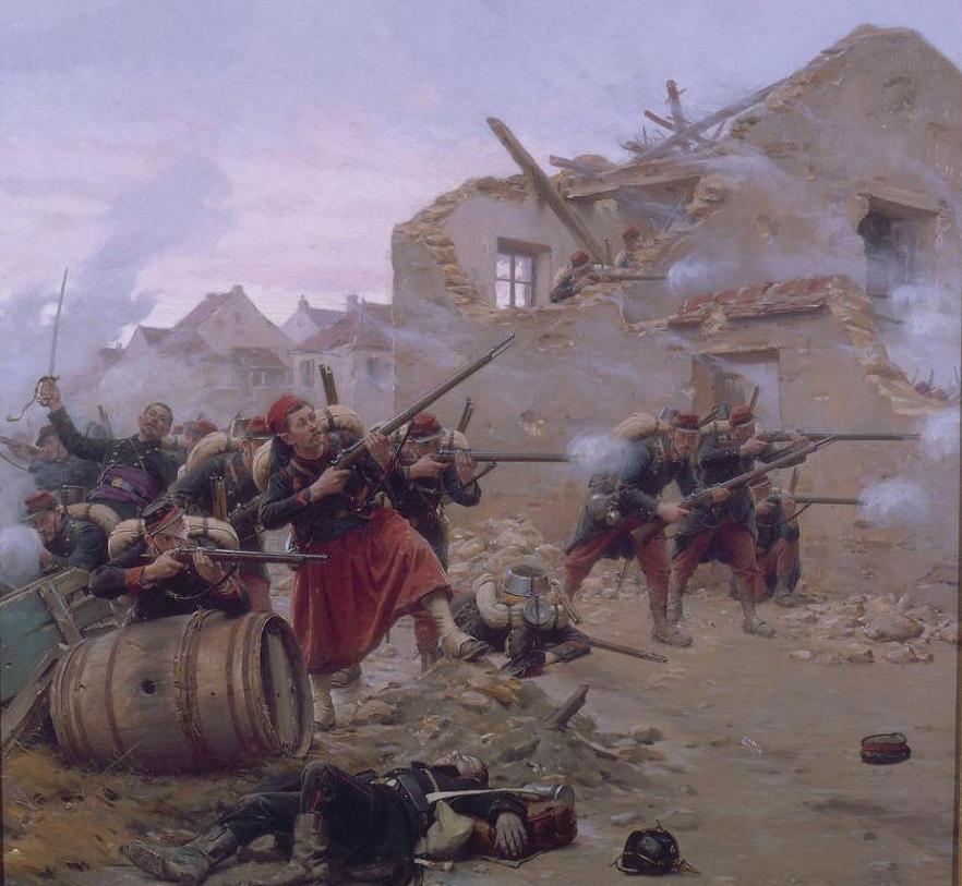 Combat dans les rues d'un village, vintage artwork by Paul-Louis-Narcisse Grolleron, 12x8" (A4) Poster