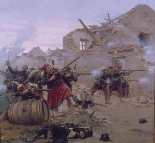 Combat dans les rues d'un village, vintage artwork by Paul-Louis-Narcisse Grolleron, 12x8" (A4) Poster