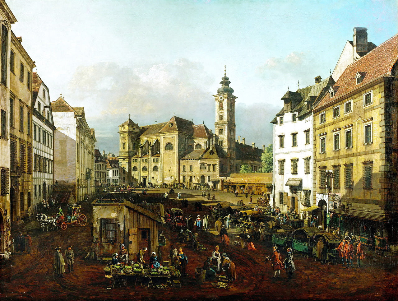 The Freyung in Vienna: View from Southeast, vintage artwork by Bernardo Bellotto, 12x8" (A4) Poster