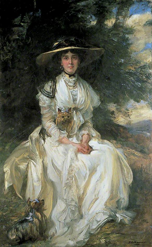 Lady Barber in a Landscape, vintage artwork by Sir James Jebusa Shannon, 12x8" (A4) Poster