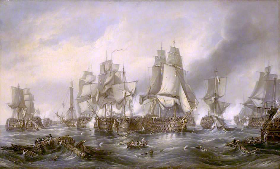 The Battle of Trafalgar, 21 October 1805: Death of Nelson (copy after William Clarkson Stanfield), vintage artwork by George Paul Chambers, Sr., A3 (16x12") Poster Print