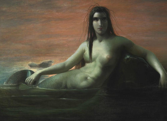 A Mermaid (En havfrue), vintage artwork by Elisabeth Jerichau-Baumann, A3 (16x12") Poster Print