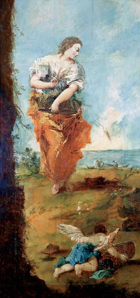 Allegorical Figure of Abundance, vintage artwork by Francesco Guardi, 12x8" (A4) Poster