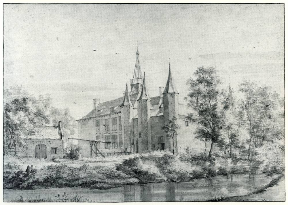 Kasteel Westerbeek in Den Haag, vintage artwork by Roelant Roghman, 12x8" (A4) Poster