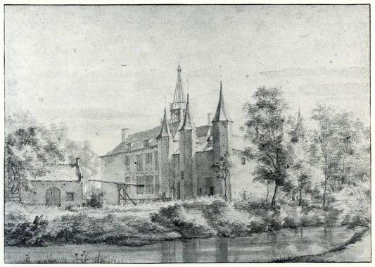 Kasteel Westerbeek in Den Haag, vintage artwork by Roelant Roghman, 12x8" (A4) Poster