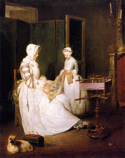 The Diligent Mother, vintage artwork by Jean-Baptiste-Simeon Chardin, 12x8" (A4) Poster
