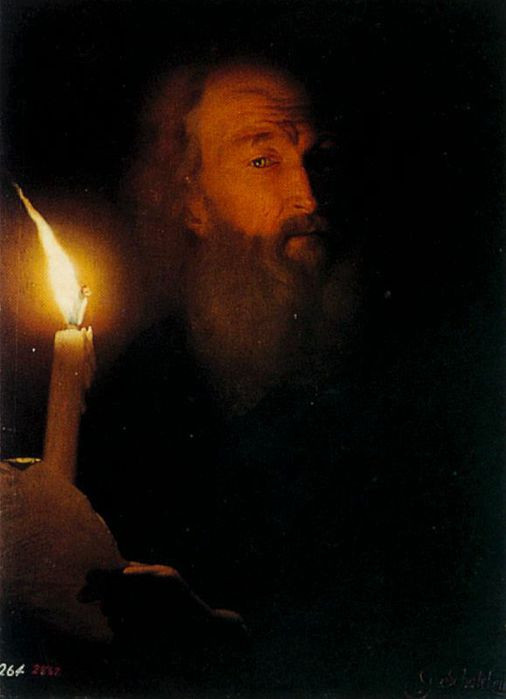 Effect of artificial light, vintage artwork by Godfried Schalcken, 12x8" (A4) Poster