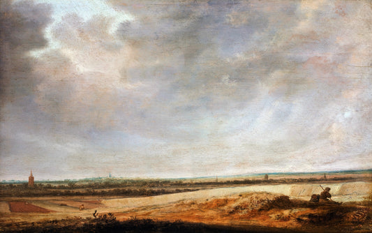 Landscape with Cornfields, vintage artwork by Salomon van Ruysdael, 12x8" (A4) Poster