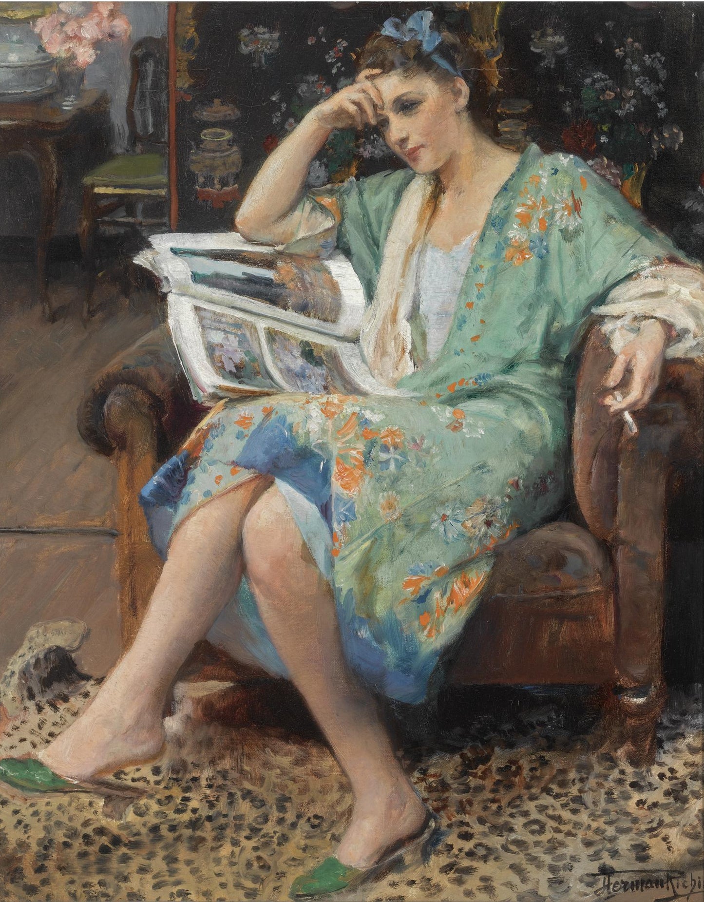 An Interesting Read by Herman Jean Joseph Richir,16x12(A3) Poster