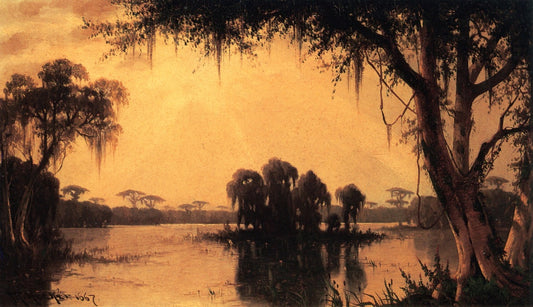 The Bayou at Lake Maurepas, Louisiana, vintage artwork by Joseph Rusling Meeker, 12x8" (A4) Poster