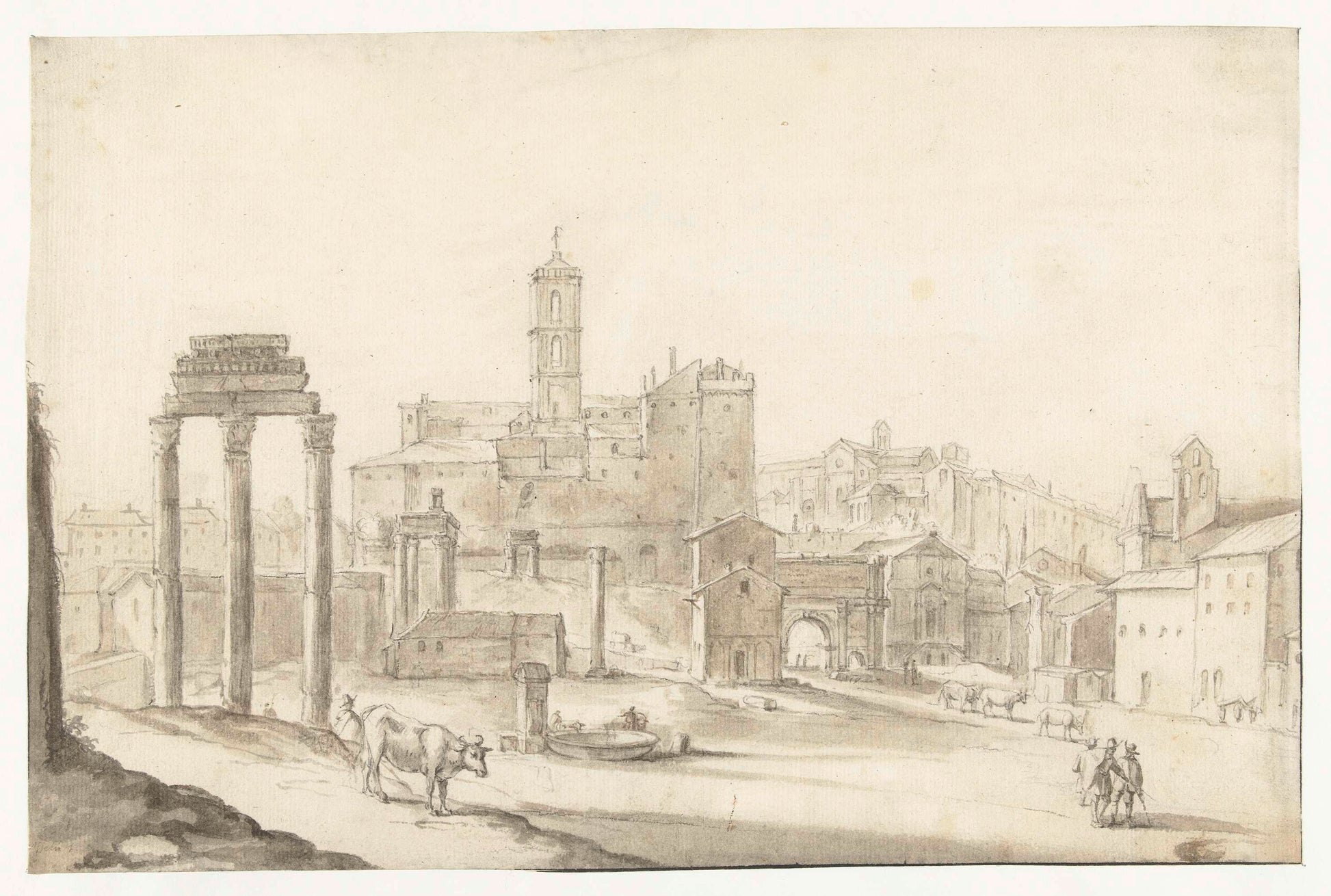 Capitol of Rome, vintage artwork by Jan Asselijn, 12x8" (A4) Poster