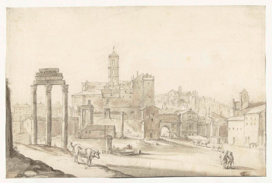 Capitol of Rome, vintage artwork by Jan Asselijn, 12x8" (A4) Poster